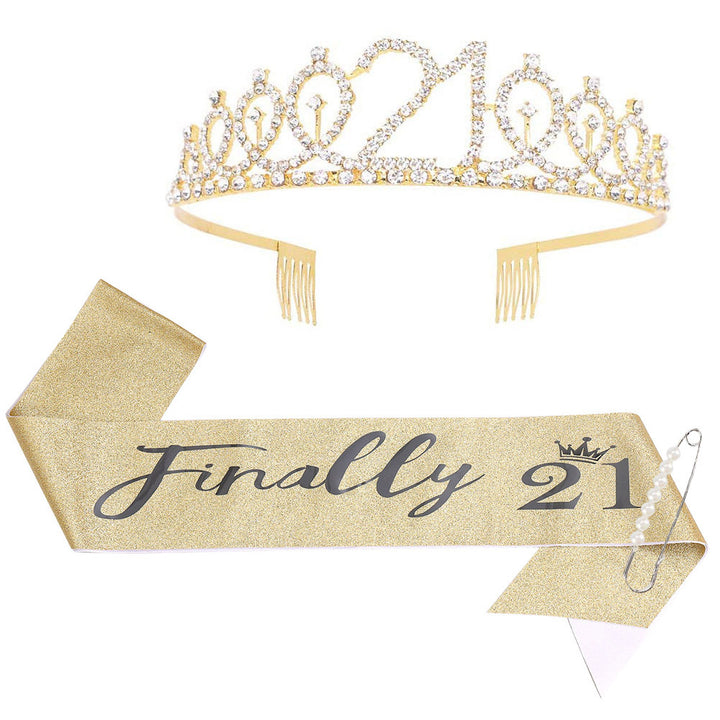 Ladies Sparkling Tiara with personalized 80th Birthday Inscription Kalsten