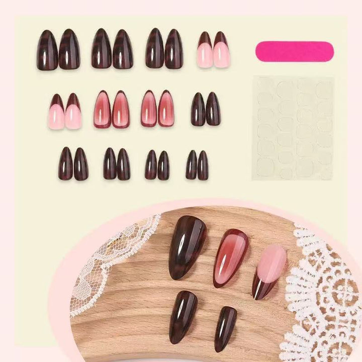 Acrylic nail set with stylish stiletto design and exciting color gradient Kalsten