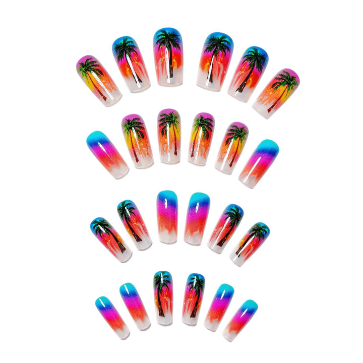 Artificial nails with tropical palm and sunset design Kalsten