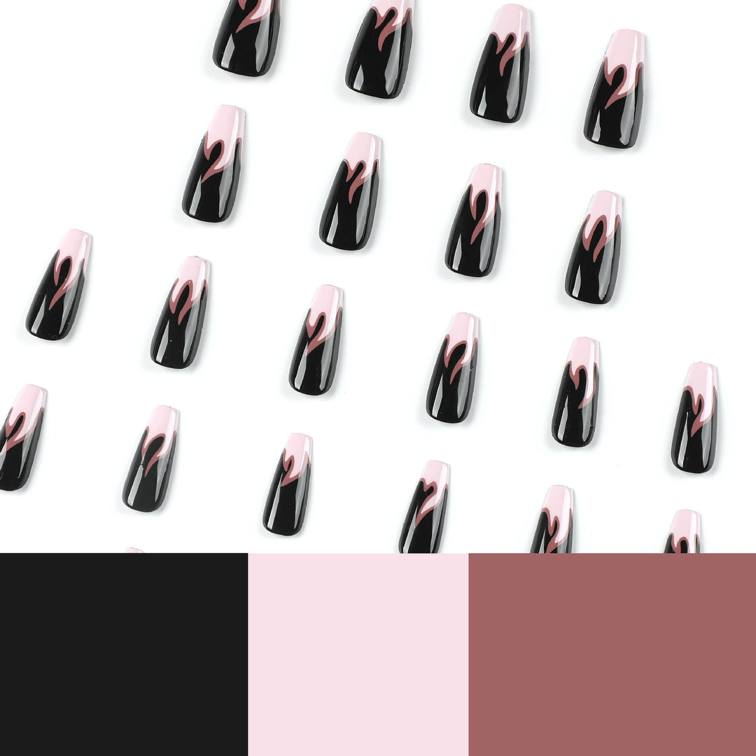 Artistic nail extensions with gradient and flame design Kalsten