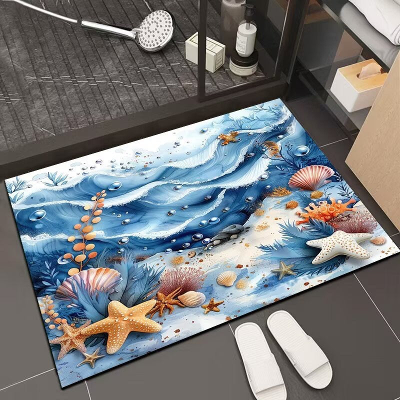 Reflective Floral Bath Mat