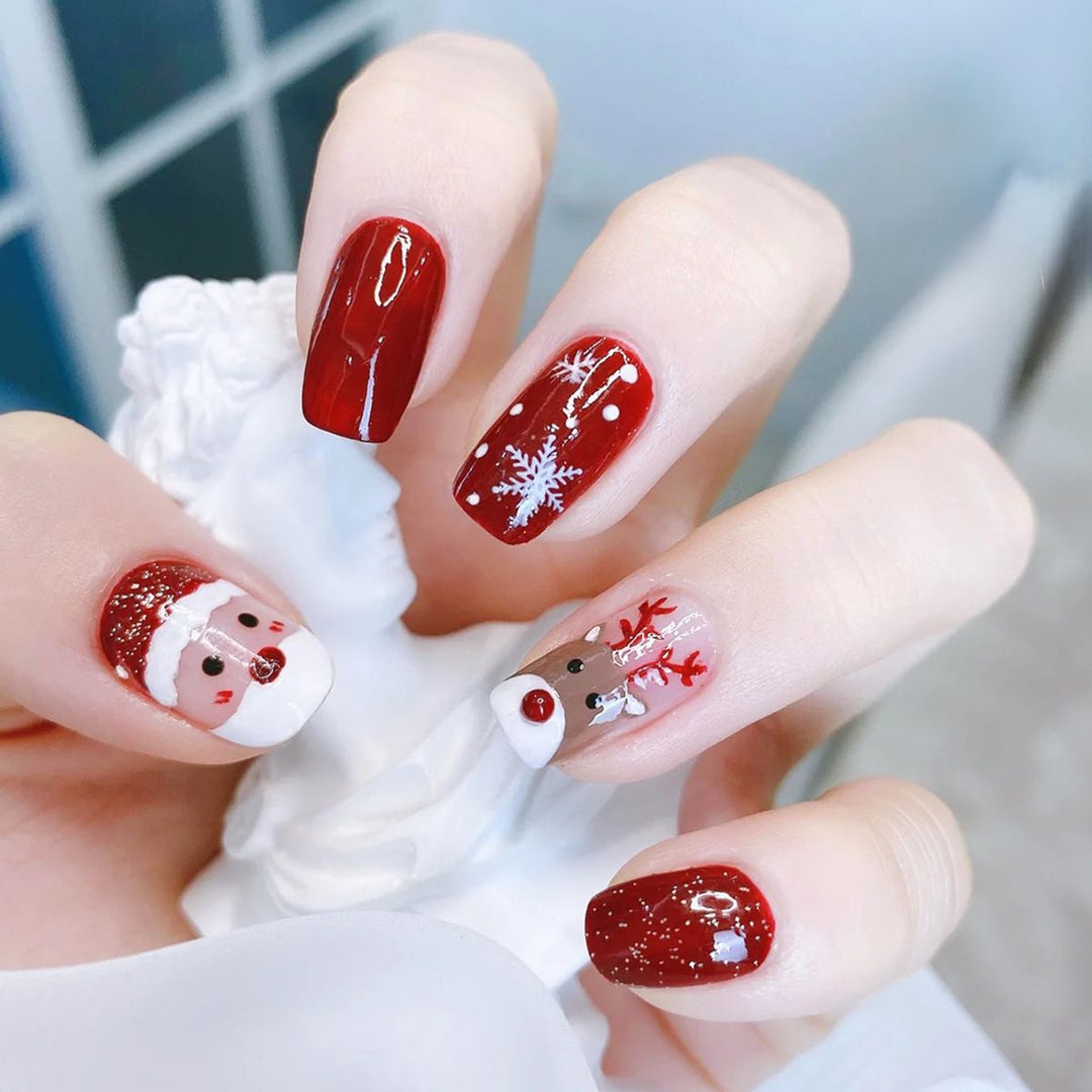 Decorative Press-On Nail Art Set with Elegant Floral and Shimmer Design kalsten