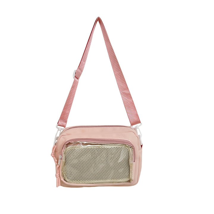 Shoulder bag with transparent viewing pocket and playful graphic design Kalsten