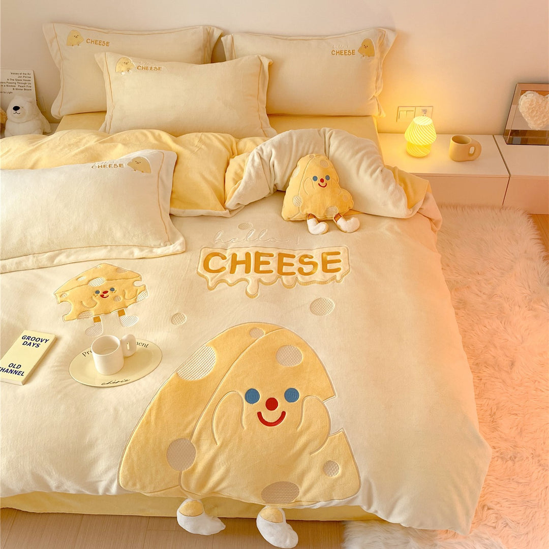Children's bedding set with appliquéd ballerina bunny, soft microfiber and decorative pillow