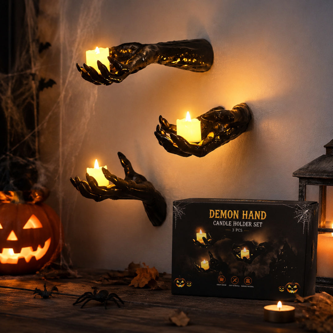 Wall candle holder in realistically shaped hand made of resin