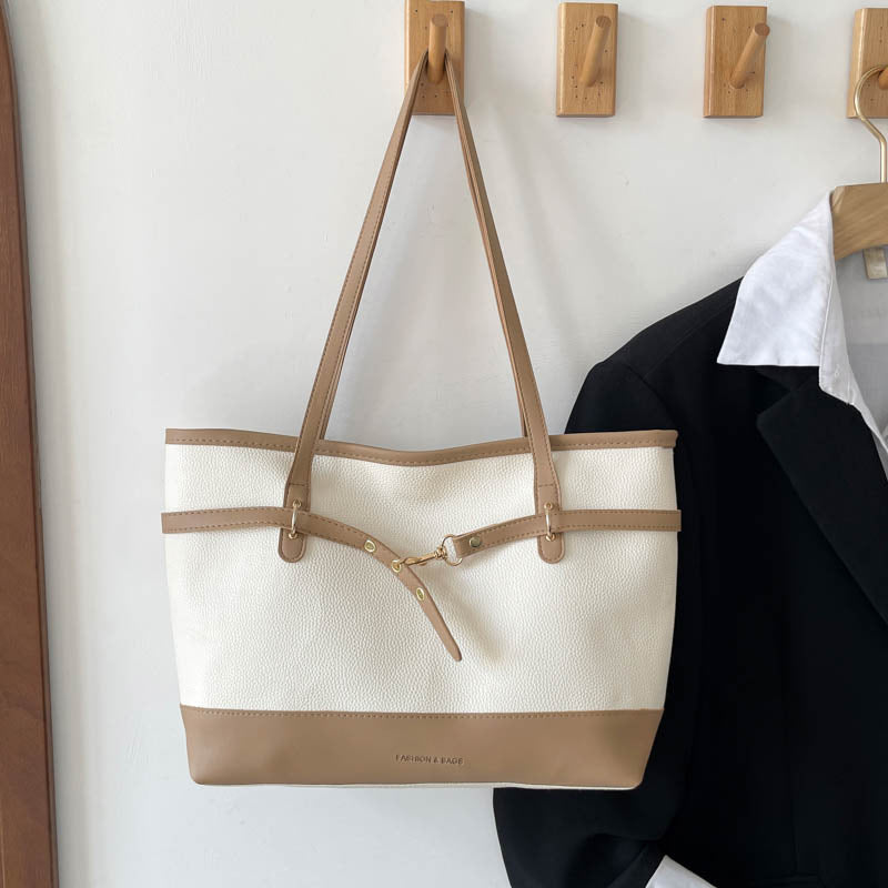 Structured Faux Leather Tote Bag