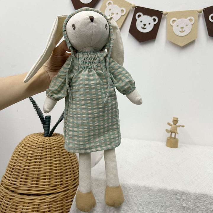 Linen Polka-Dot Floppy-Ear Bunny Doll