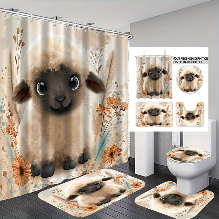 Cartoon Lamb-Themed Bathroom Décor Set Kalsten