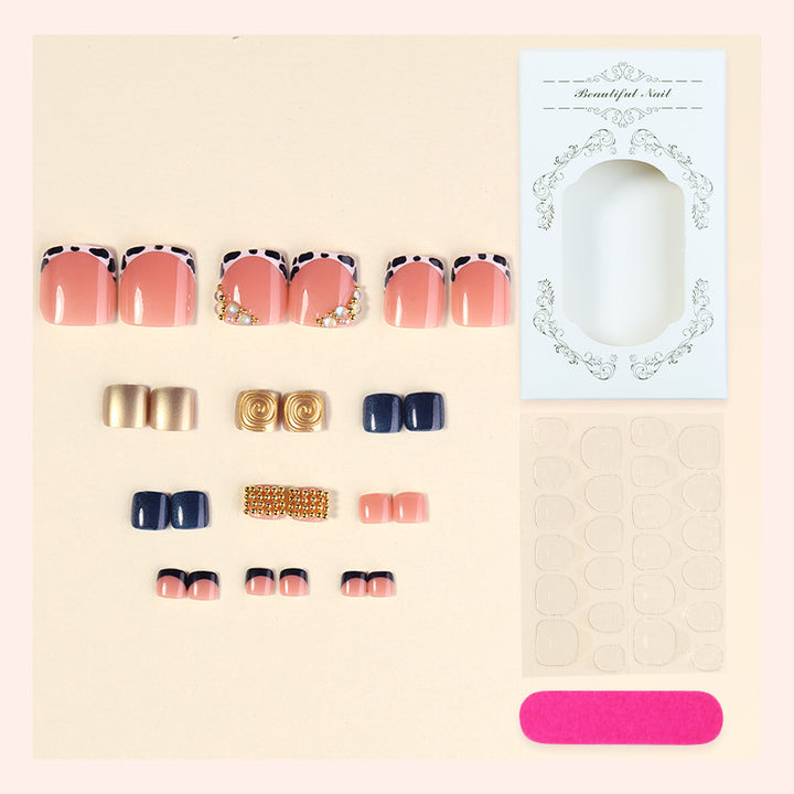 Elegant Press-On Nail Art Set with Decorative Accents Kalsten