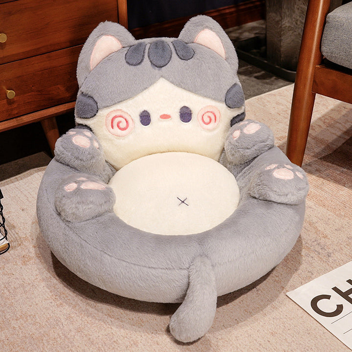 Plush pet bed with raised edge and removable cuddly pillow