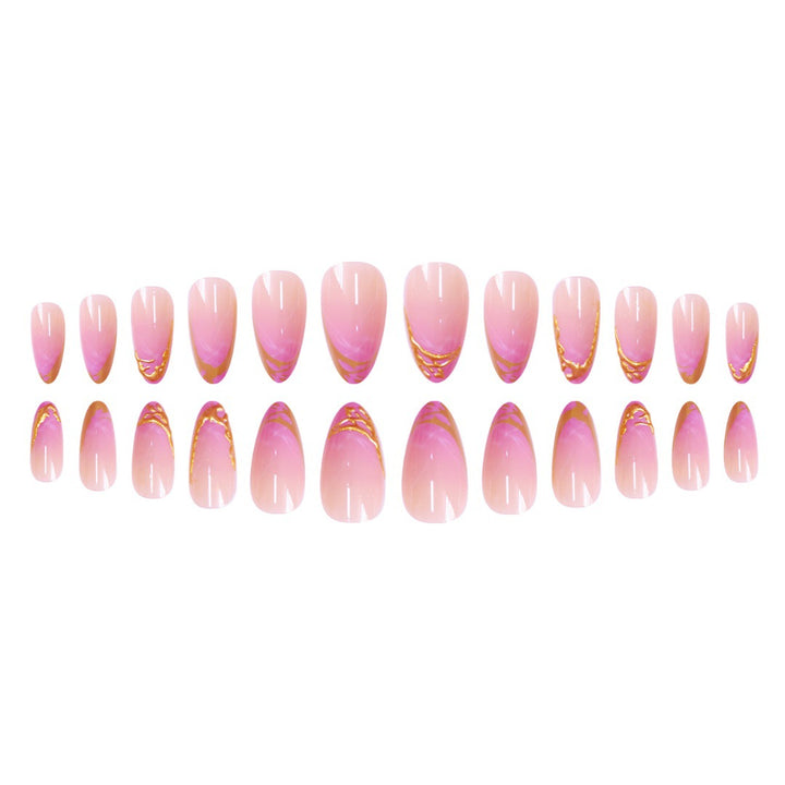 Elegant Stiletto Press-On Nail Extensions with Gold Tip Accents Kalsten