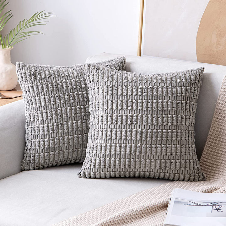 Textured Chenille Square Throw Pillow Cover with Hidden Zipper