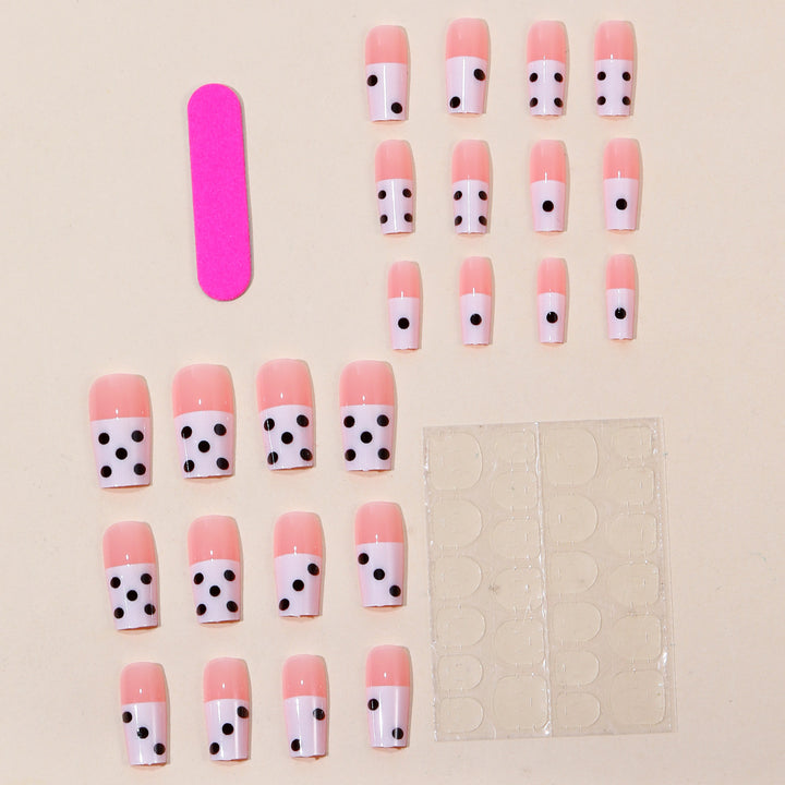 Decorative Polka Dot French Tip Nail Extensions Kalsten