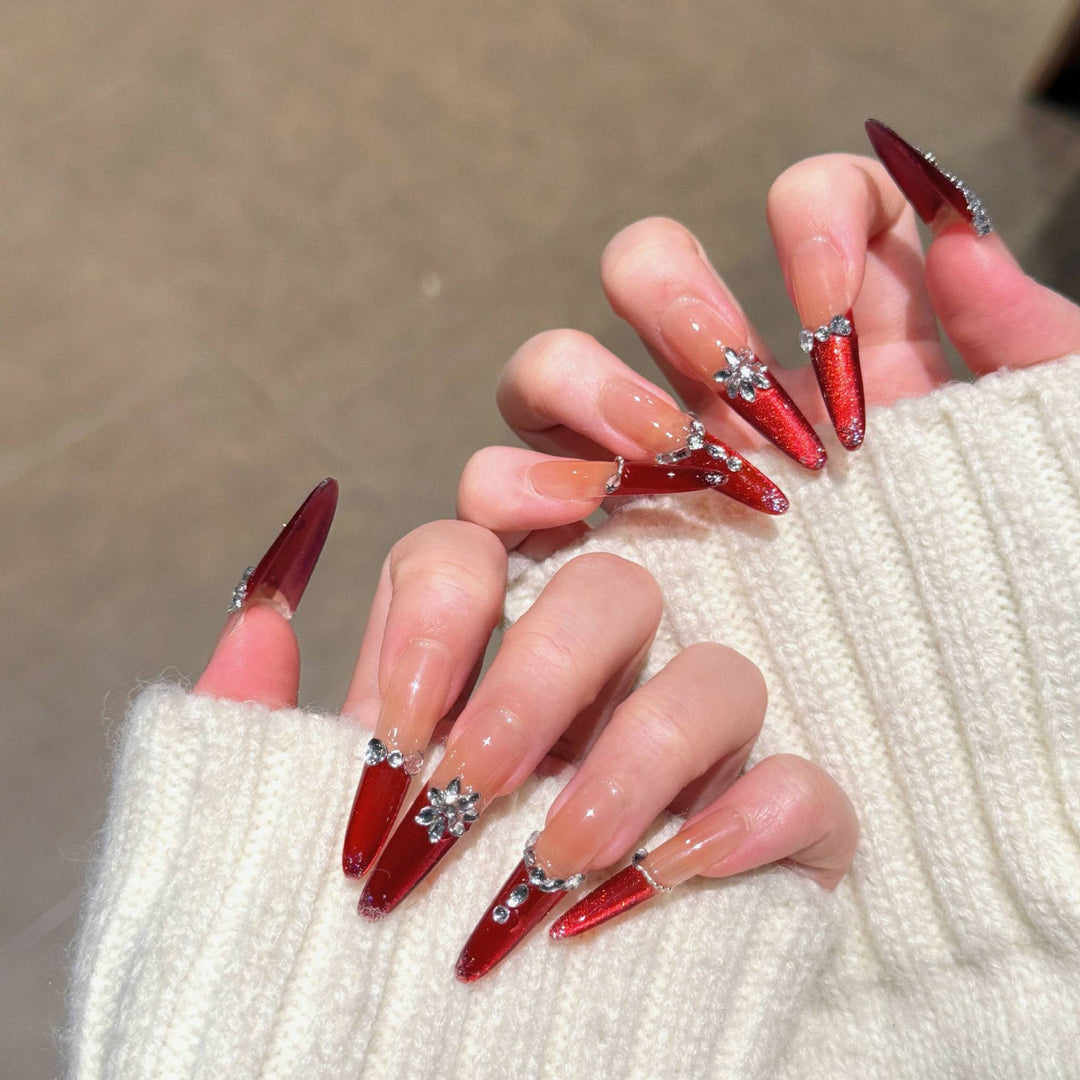 Premium Rhinestone-Embellished Acrylic Nails Kalsten