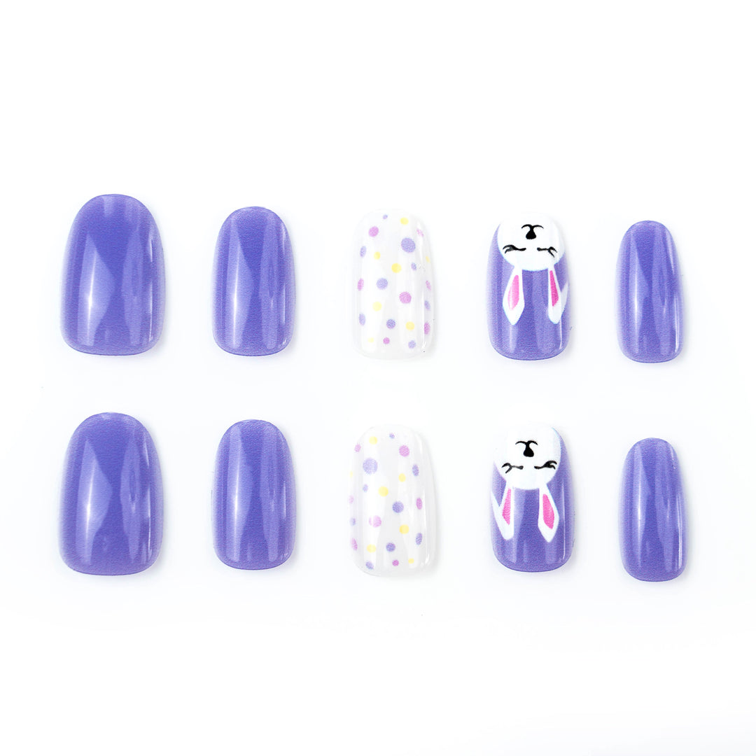Thematic Bunny and Polka Dot Press-On Nail Art Set