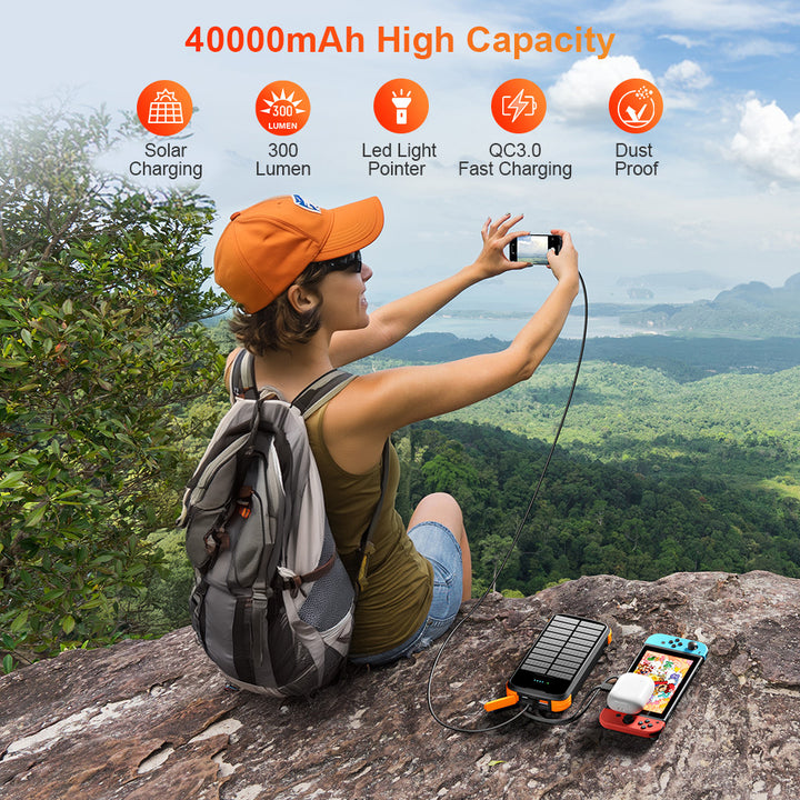 Multifunctional Solar Power Bank with Integrated LED Lamp and Multiple Ports Kalsten