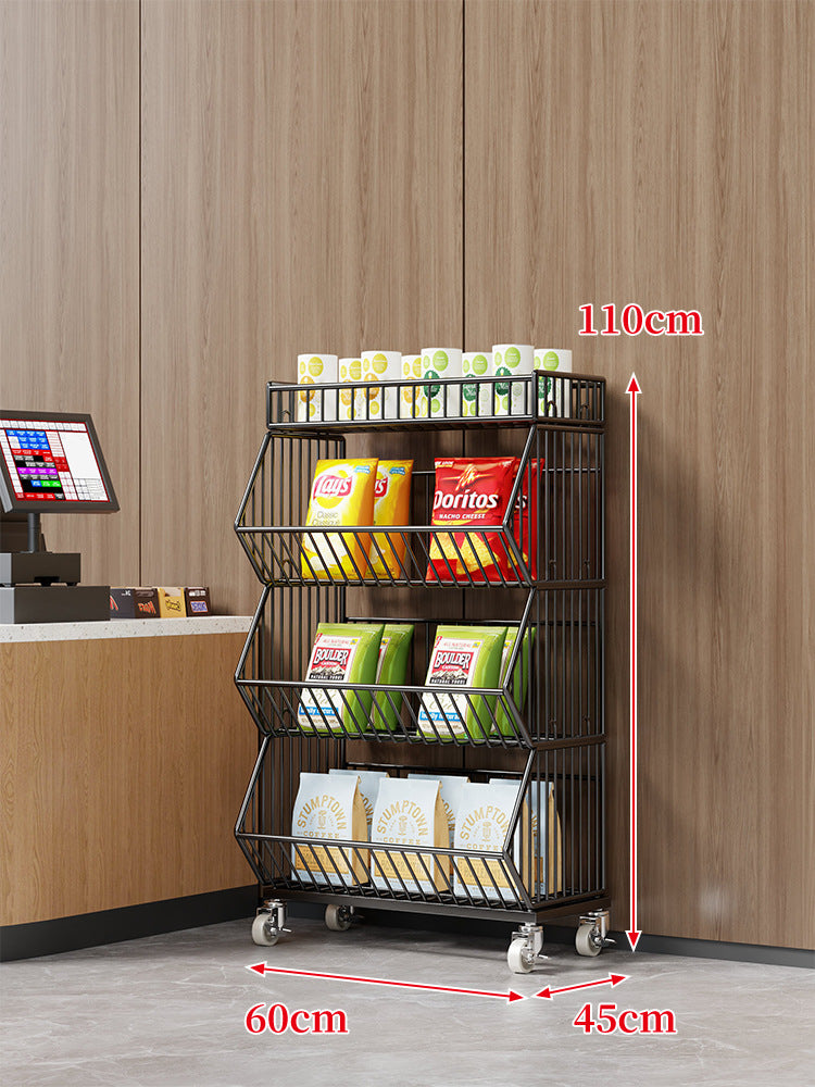 Three-Tier Mobile Wire Basket Organizer Cart