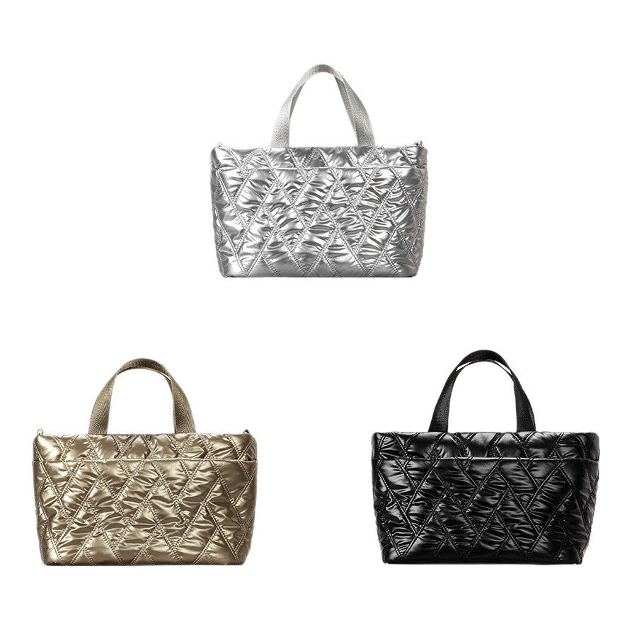 Quilted Metallic Tote Bag