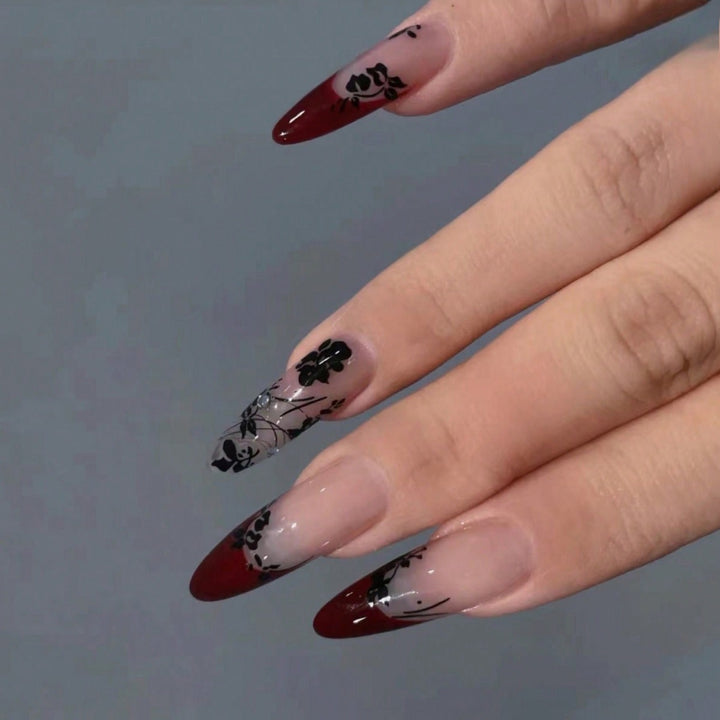 Artistic Floral Stiletto Nail Art