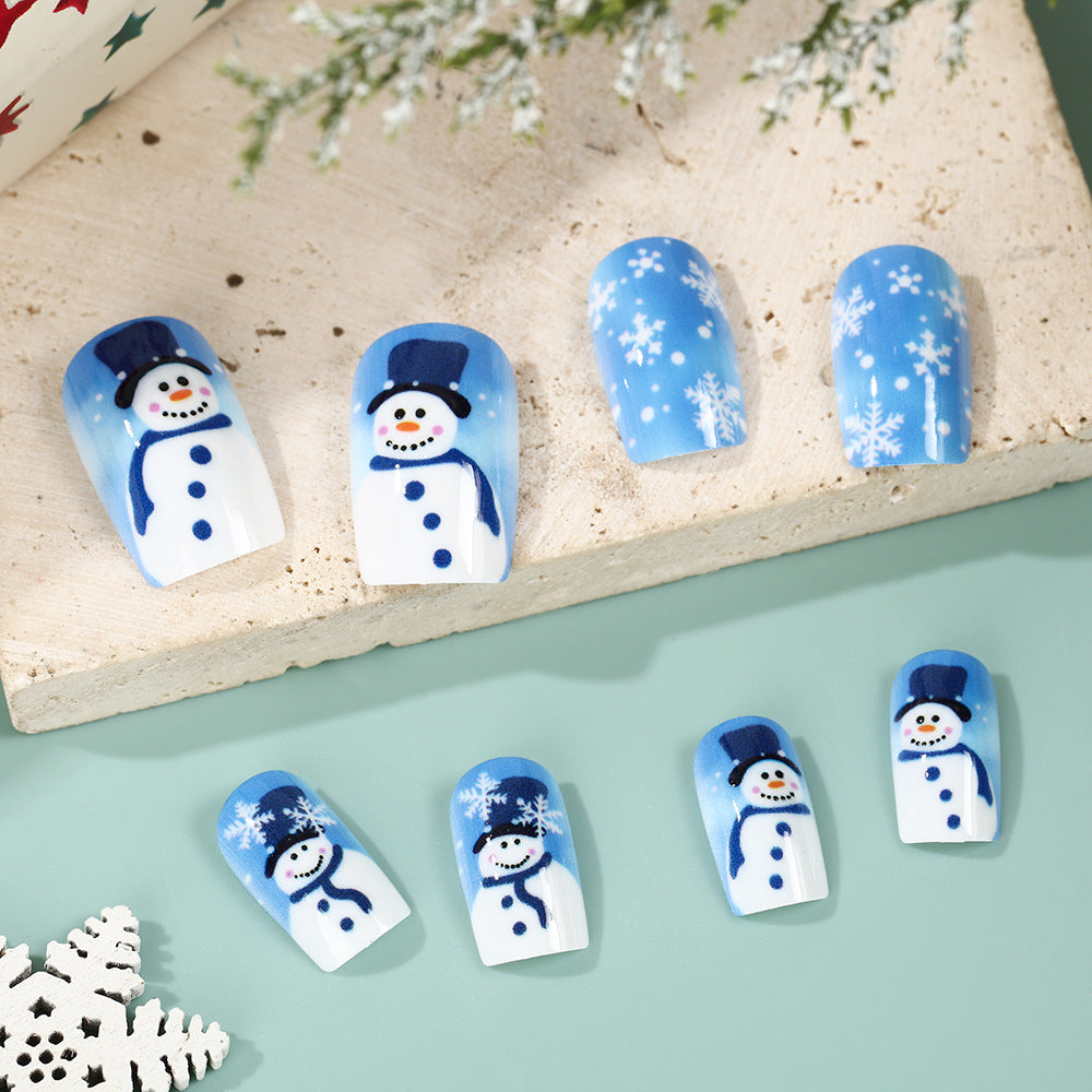 Artificial nails with wintry snowman design Kalsten