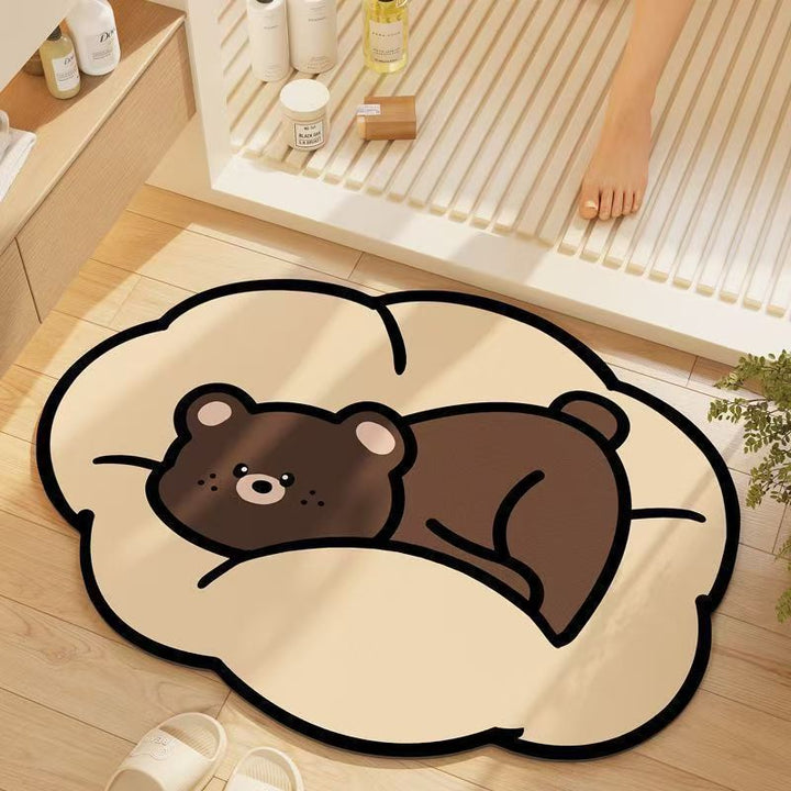 Whimsical Cat-Themed Bath Mat Kalsten