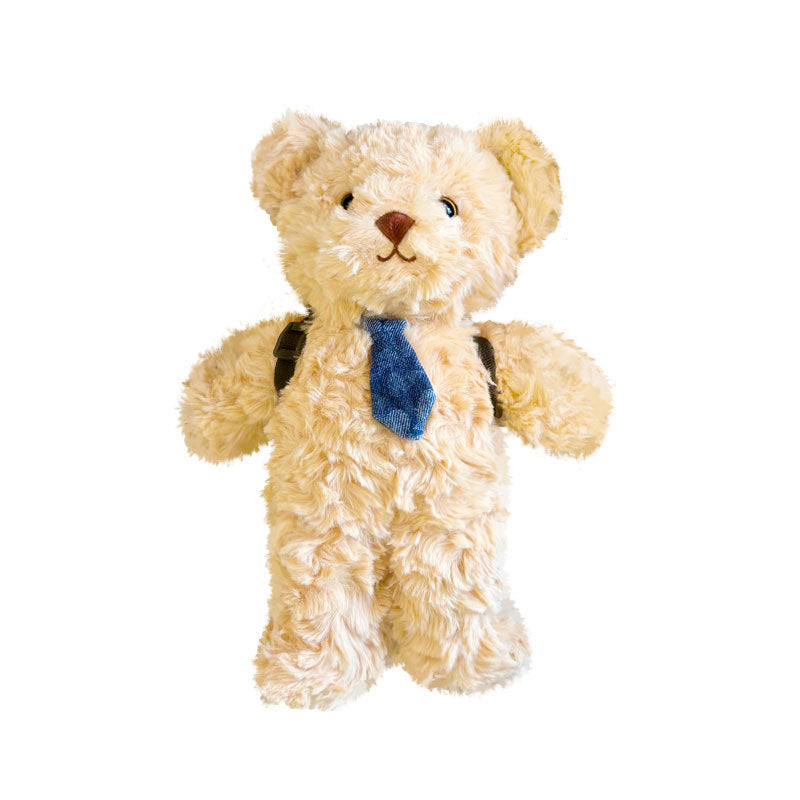 Plush Teddy Bear with Denim Tie and Mini Backpack-Strap Detail Kalsten