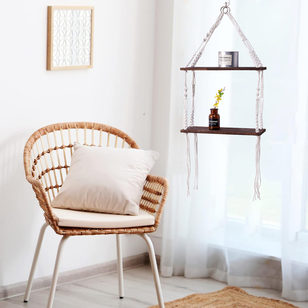 Macramé Floating Shelf Organizer