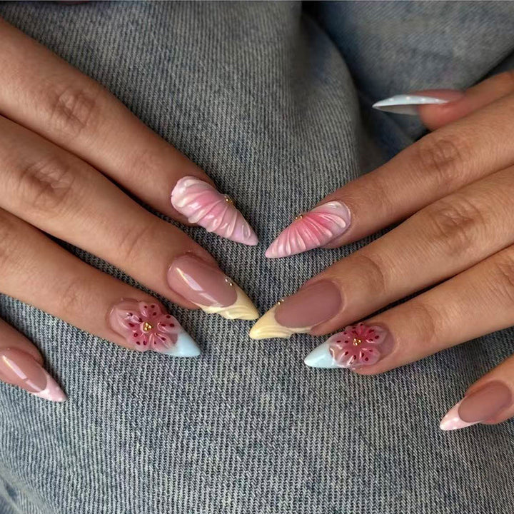 Artistic Floral Sculpted Nail Extensions Kalsten