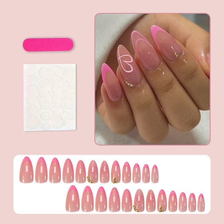 Artificial nail set with elegant heart and glitter decoration Kalsten