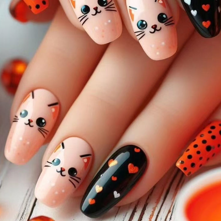 Playful Cat-Themed Press-On Nails Kalsten