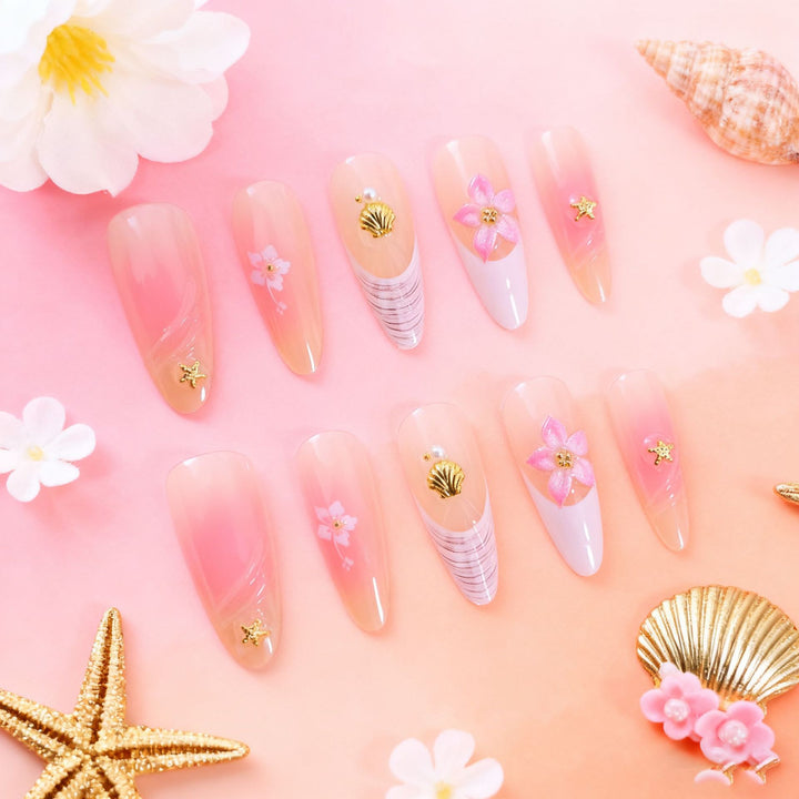 Floral-Designed Acrylic Nail Enhancements Kalsten