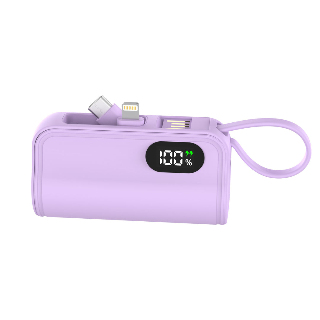 Portable power bank with integrated charging cable and digital capacity display Kalsten