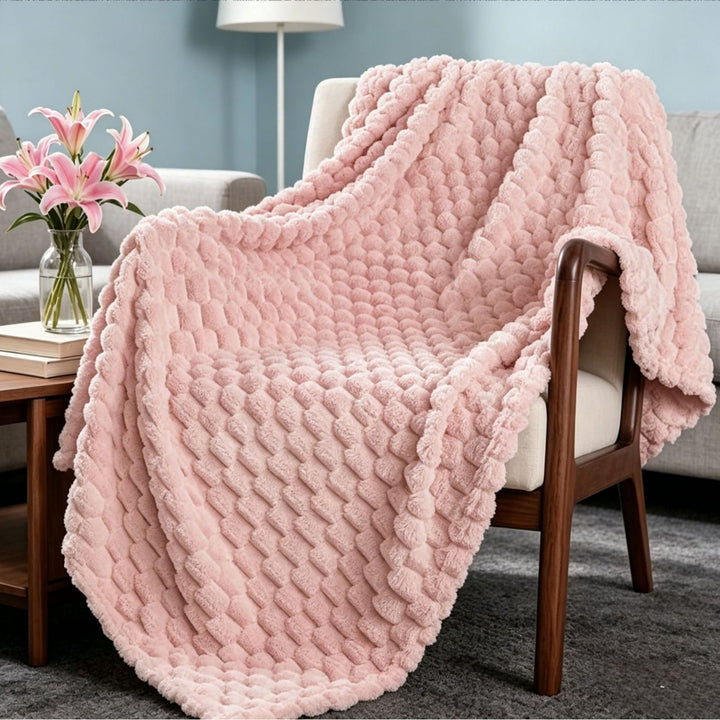 Premium Textured Plush Throw Blanket