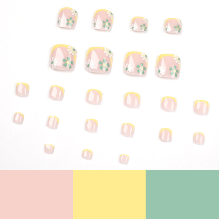 Decorative Floral Press-On Toenails