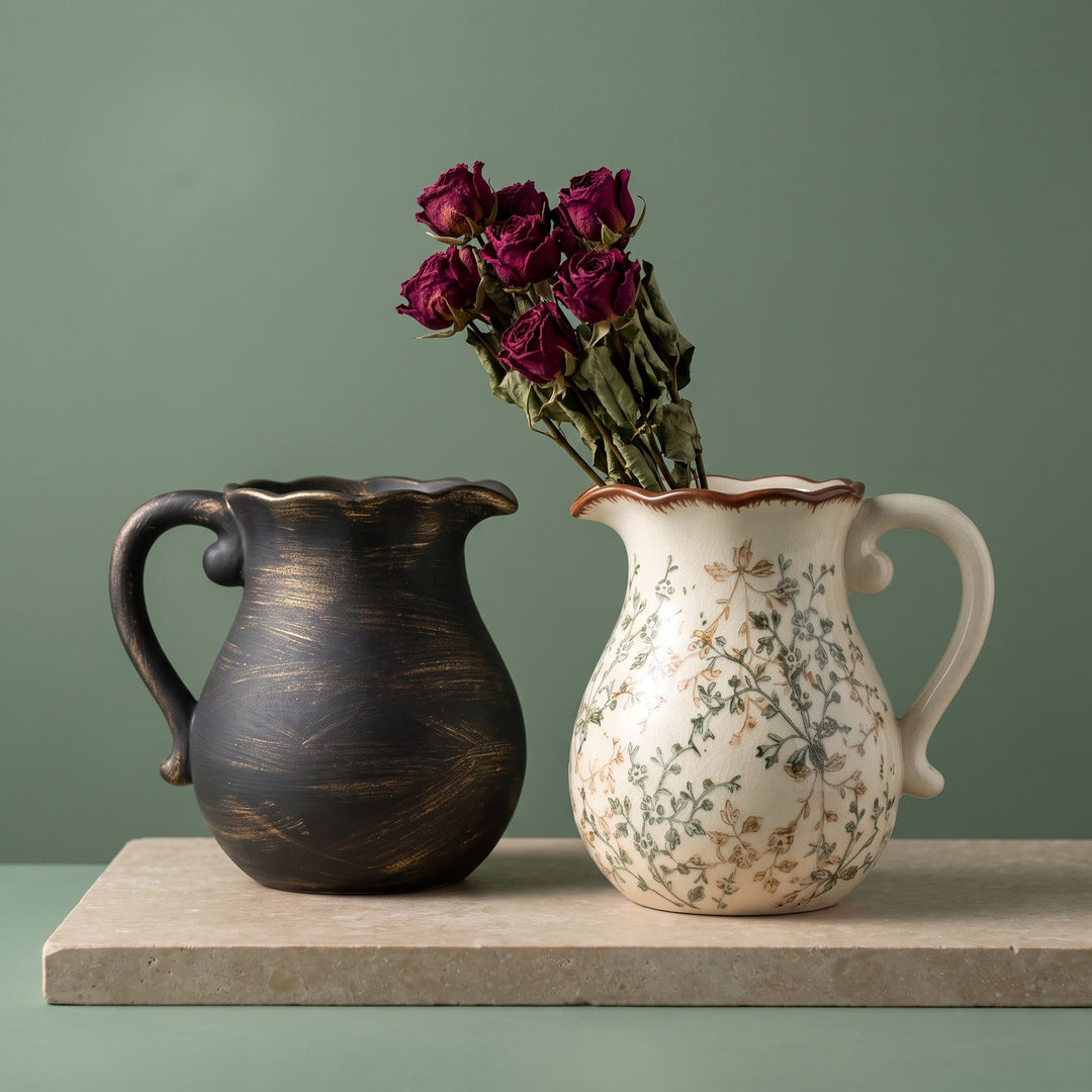Elegant ceramic jug with floral patterns Kalsten