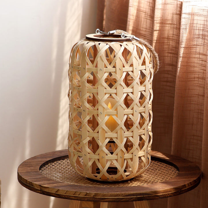Elegant lantern made of handwoven natural material Kalsten