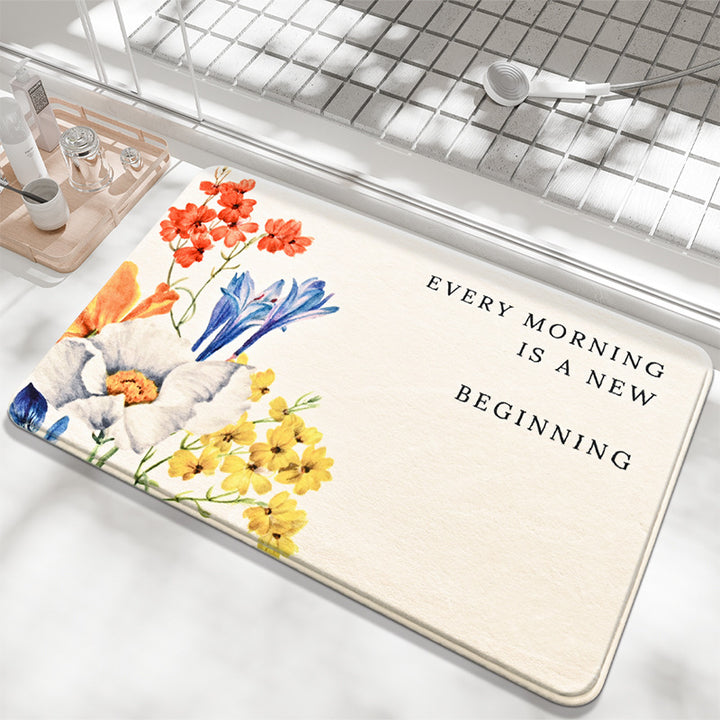 Decorative Floral Sayings Bath Mat Kalsten