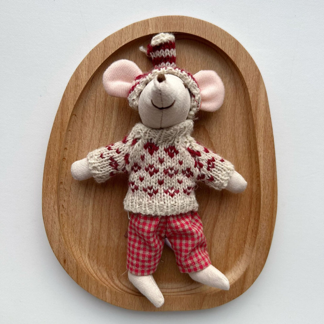 Handmade Organic Cotton Long-Leg Bunny Plush with Embroidered Overalls