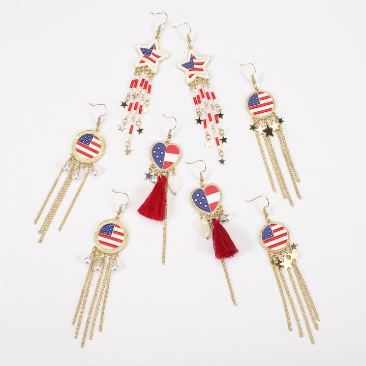 Women’s dangling earrings with enameled medallion and pearl fringes Kalsten