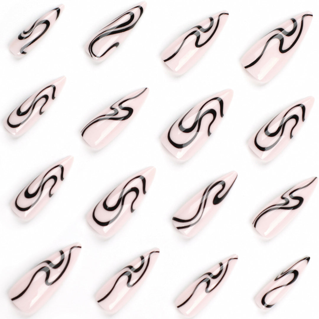 Artistic nail extensions with modern design and elegant lines Kalsten