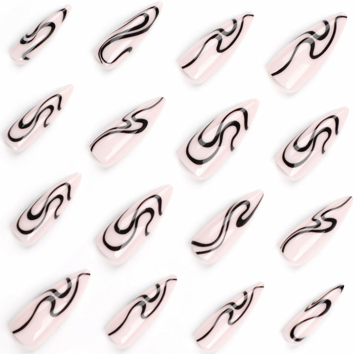 Artistic nail extensions with modern design and elegant lines Kalsten
