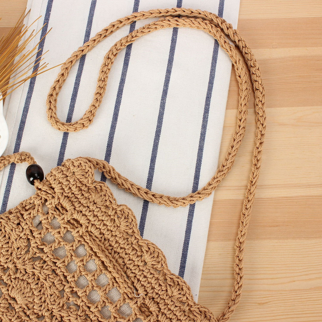 Handmade macrame shoulder bag with ruffled trim Kalsten