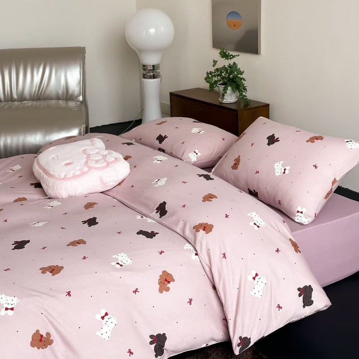 Cotton jersey bedding set with cute dog motif and fine cotton touch