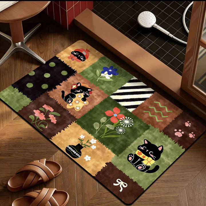 Playful Cat-Themed Bath Mat