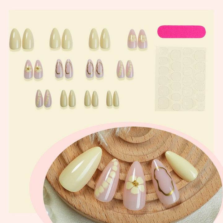 Acrylic nail set with elegant floral patterns and high-quality embellishments Kalsten