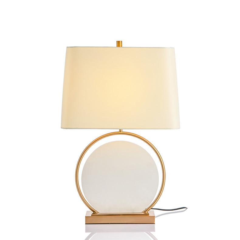 Modern Table Lamp with Circular Base and Fabric Shade