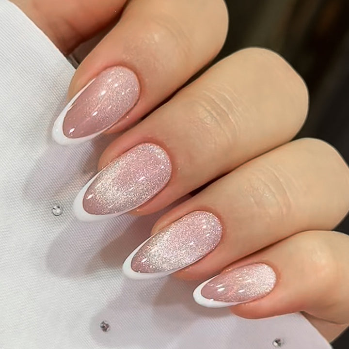 Artificial nail tips with glitter and elegant shape Kalsten