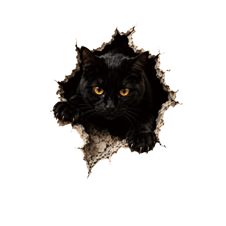 Realistic 3D wall sticker Halloween witch with breaking wall and candy