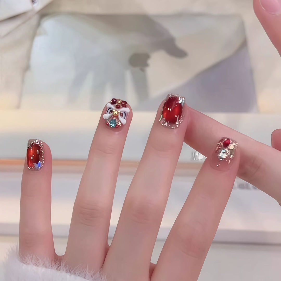 Elegant Gemstone Embellished Press-On Nail Set Kalsten
