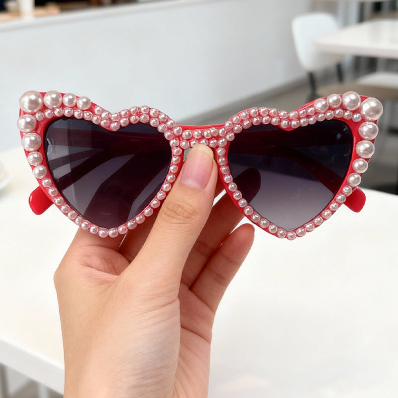 Heart-Shaped Pearl-Detail Sunglasses Kalsten